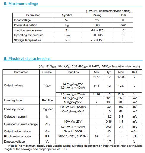 三端穩(wěn)壓管KIA78L12