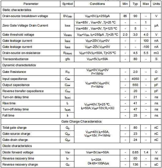 120a85v場效應(yīng)管,KCB3008B