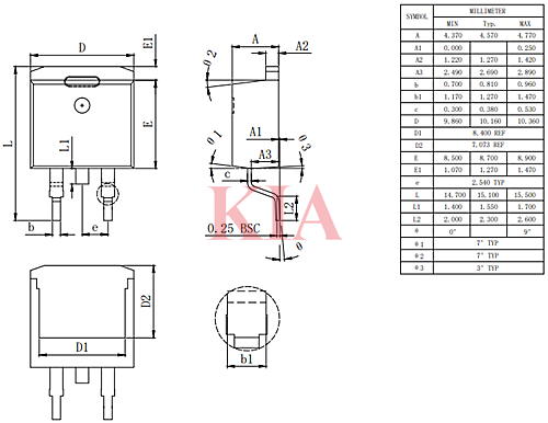 to263封裝尺寸圖,to263封裝和to252封裝區(qū)別-KIA MOS管