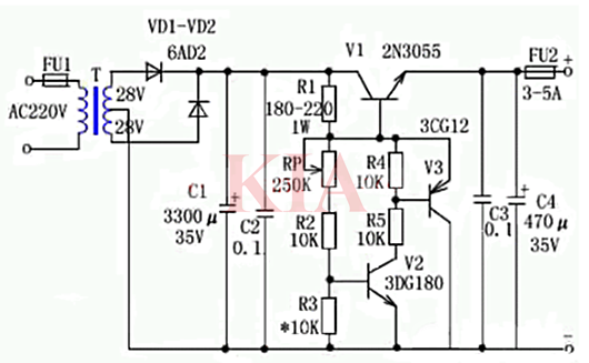 可調(diào)穩(wěn)壓電源電路